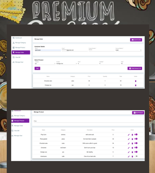Cafe Management screenshot